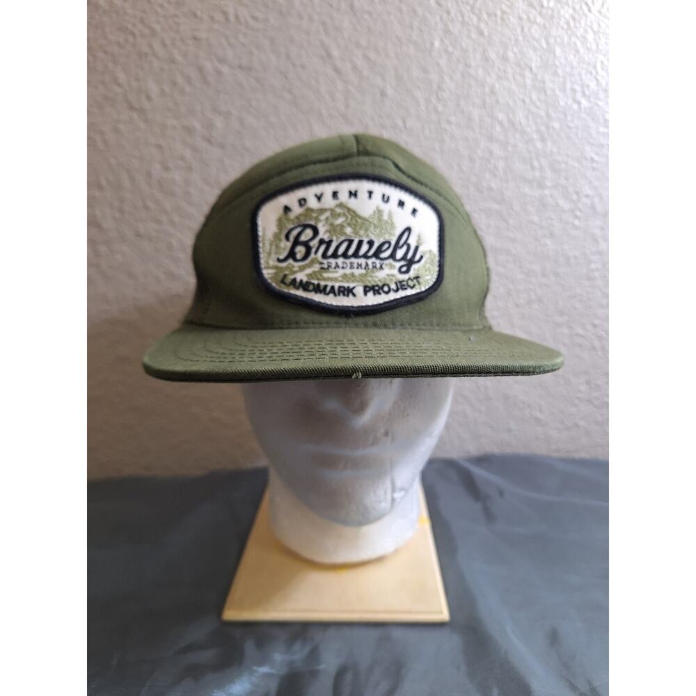 Adventure Bravely Landmark Project Green Men 5 Panel Patch Adjustable Mesh Ha